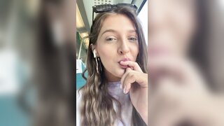 A British teen indulges in public masturbation on a train in HD, getting finger-fucked in this fetish video.