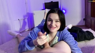 Russian beauty Olivia Moore in homemade video, shyly giving a dream blowjob and masturbating to orgasm. Cumshot on camera.