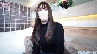 Japanese beauty receives oral and vaginal penetration in various positions, culminating in a creampie.
