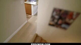 Amateur blonde mom and stepson in voyeuristic video